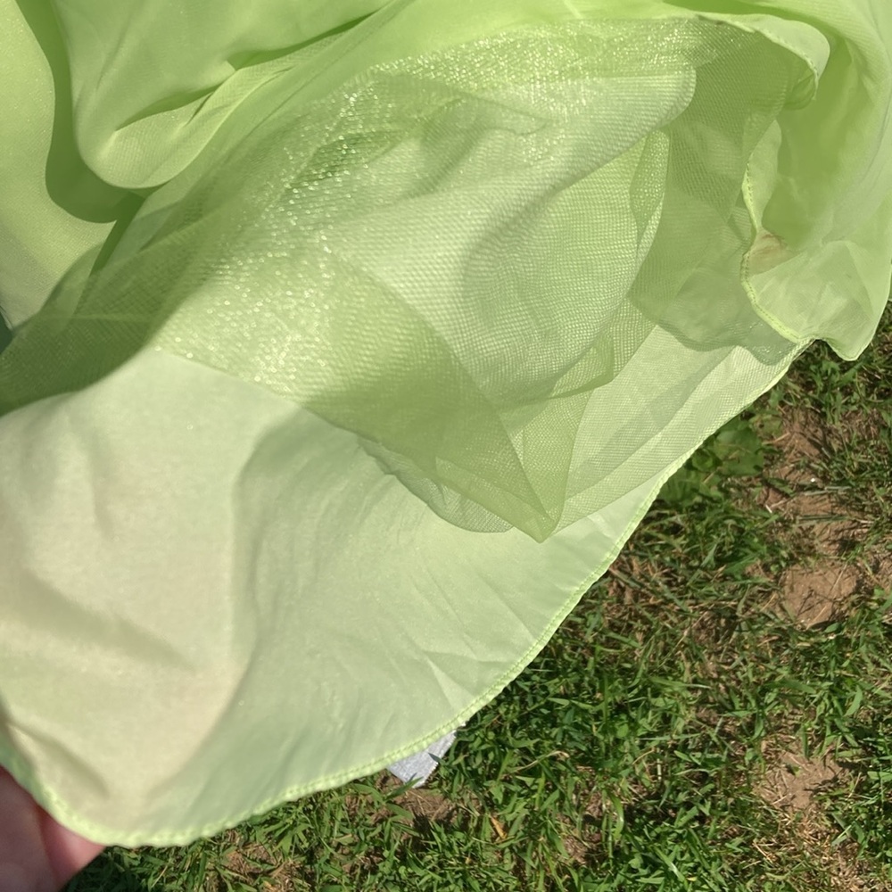 Tiffany Designs key lime green formal beaded halter gown labeled 8 but is 4 - Picture 5 of 12
